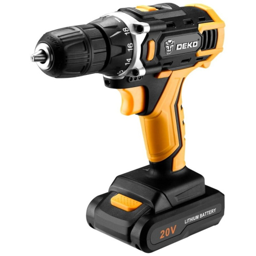 Дрель аккумуляторная DEKO DKCD 20 FU-Li 20v 2*2.0Ah Li-Ion + набор 063-4093