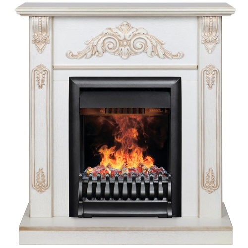 Электрокамин RealFlame Anita WT дуб белый с золотой патиной с очагом 3D Oregan