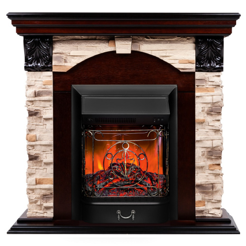Электрокамин RealFlame Dublin Rock AO античный дуб с очагом Majestic Lux Black
