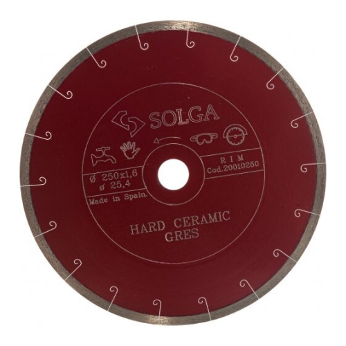 Диск алмазный Solga Diamant Hard Ceramics 20010250 сплошной керамогранит 250мм/25,4