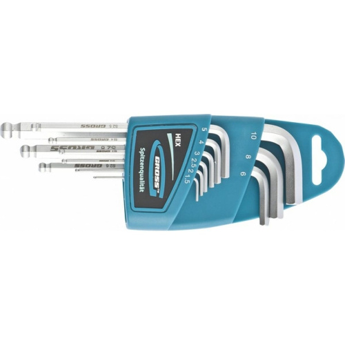 Набор ключей имбусовых GROSS 16403 HEX, 1,5–10 мм, S2, 9 шт.