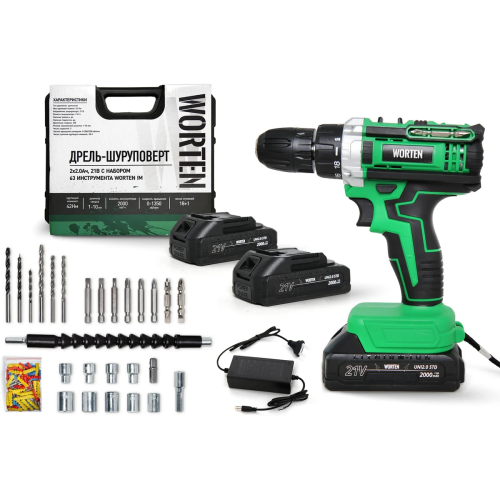 Дрель-шуруповерт WORTEN IM КА-90000574 2x2.0Ач+ЗУ