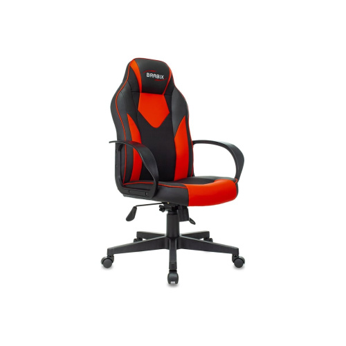 Кресло игровое BRABIX Game GM-017 (532642) экокожа/ткань, черное/красное