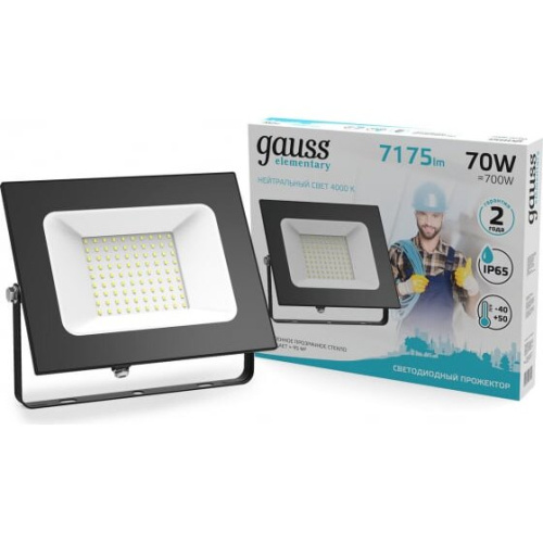 Прожектор уличный Gauss Elementary 613100270 светодиодный 70Вт черный