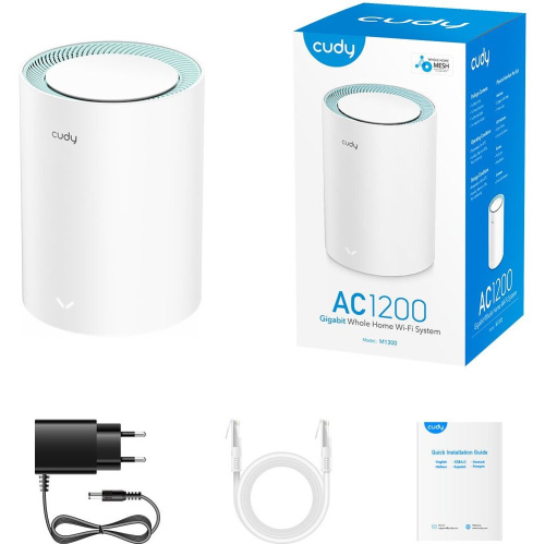 Бесшовный Mesh роутер Cudy M1300 (1-Pack) AC1200 10/100/1000BASE-TX белый