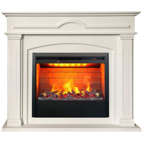 Электрокамин RealFlame Mirra 26 WT пастельно-белый с очагом 3D Helios 26