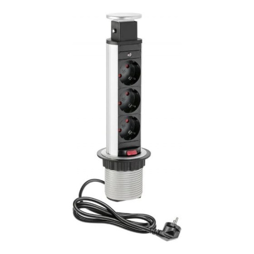 Блок розеток выдвижной Inrior RUFH-80 на 3 Euro розетки