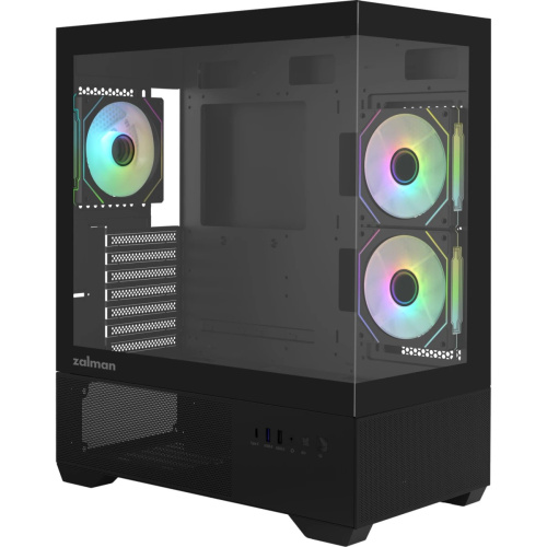 Корпус ZALMAN Chronix V2, ATX, Black, Window, 1xCombo (3.5’’ or 2.5’’), 1x3.5’’HDD, 2x2.5’’SSD, 1xUSB2.0, 1xUSB3.0, 1xUSB Type-C, Side 2x120mm ARGB