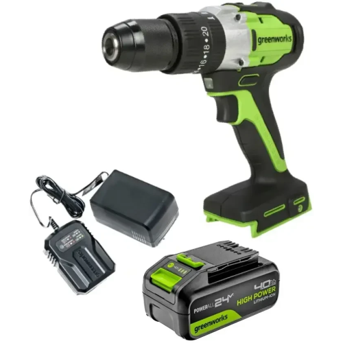 Дрель-шуруповерт Greenworks GD24DD60 (3704107CUB) с АКБ и ЗУ