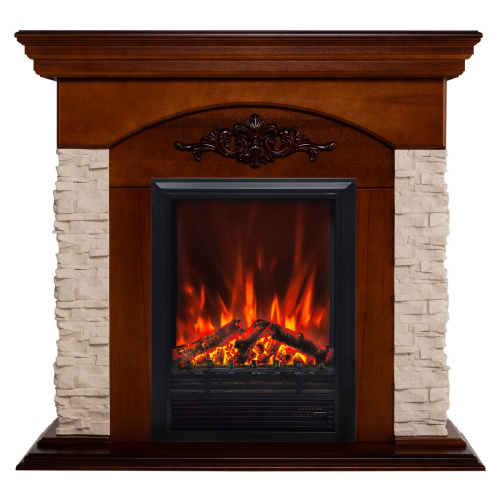 Электрокамин RealFlame Neapolis NT орех с очагом Eugene