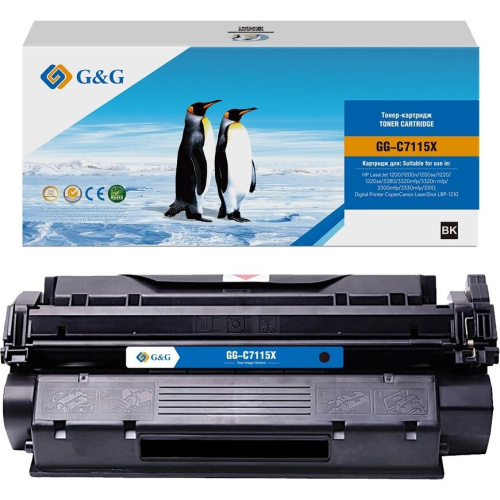 Картридж лазерный G&G GG-C7115X (C7115X) черный (3500стр.) для HP LJ 1200/1200n/1200se/1220/1220se/3380/3320mfp/3320n mfp/3300mfp/3330mfp/3310