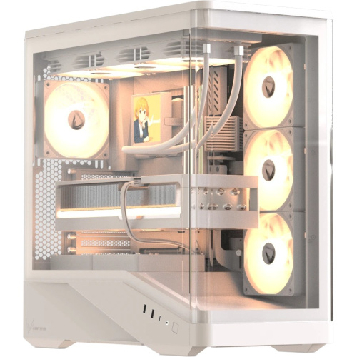 Корпус Formula V Line Crystal U9 PA White, ATX, Type-C*1, USB3.0*2, Curved Glass, Side 3x Performance ARGB, Rear 1x Performance ARGB