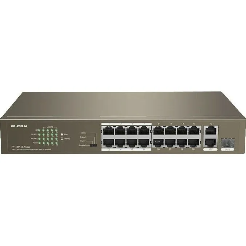 Коммутатор PoE неуправляемый IP-COM F1118P-16-150W 18-Ports 10/100 Mbps Base-TX + 1-Port 1000 Base-X SFP, 16-Ports PoE