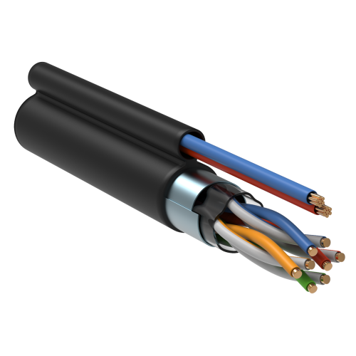 Кабель информационный ITK LC3-C5E04-379 F/UTP кат.5E 4х2х24AWG solid LDPE + кабель питания 2х0,75мм2 305м черный