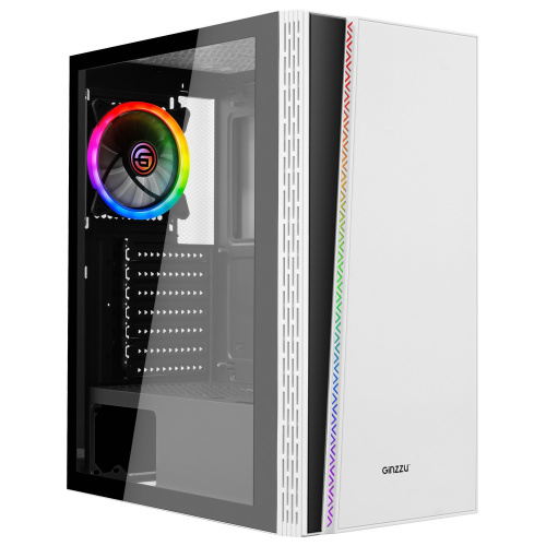 Корпус Ginzzu CL220 White FAN 12LED USB3.0 Window