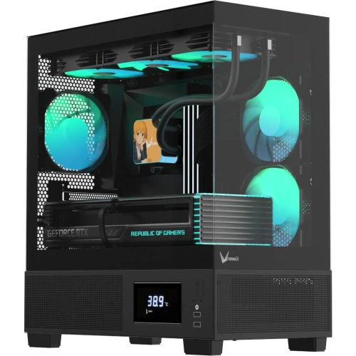 Корпус Formula V Line Crystal E1M Black, MATX, USB3.0*2, Switch Display Panel