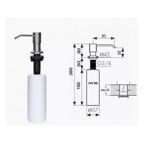 Кухонная мойка Wisent WS35044 Black с коландером, дозатором и сифоном