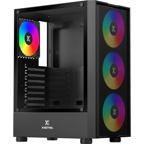 Корпус XASTRA A301 4FRGB Black (A301-BK-FC120FRGB-4F-GL) ATX/Mesh/ tempered glass / 4x 120mm FC120-FRGB fans