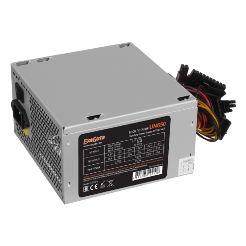 Блок питания Exegate EX259601RUS UN650, ATX, 12cm fan, 24p+4p, 6/8p PCI-E, 3xSATA, 2xIDE, FDD