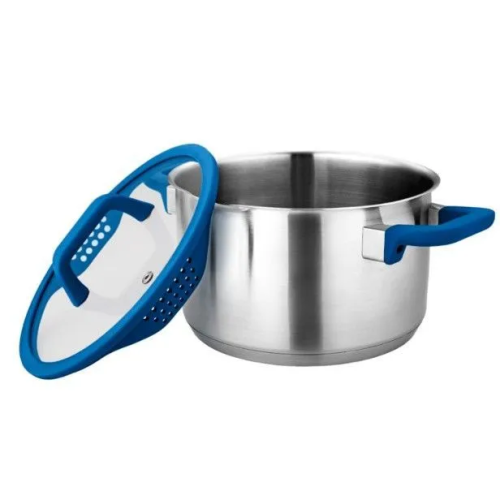 Кастрюля LARA LR02-794 Сапфир (нерж) 24х12см 6.2л. индукц. дно, крышка стекло/силикон. слив.З/6мм