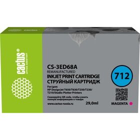 Картридж струйный Cactus CS-3ED68A 712 пурпурный 29мл для HP DJ T230/630