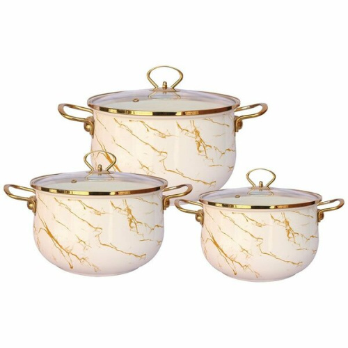 Набор кастрюль ZEIDAN Z-80630 Marble с крышками 6 предметов