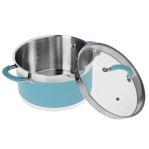 Кастрюля LARA Sky blue LR02-444 нерж 5.7л
