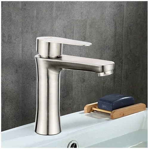 Смеситель для кухни Frap (F1048) излив короткий, нержавейка 40мм(1/10)