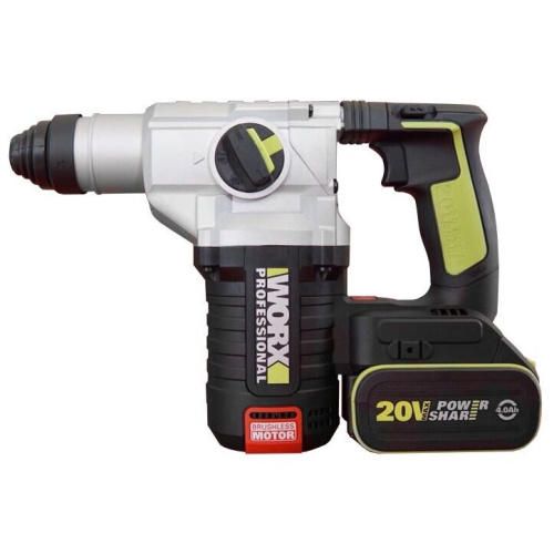 Перфоратор WORX Professional WU388 аккумуляторный, 4Ач х2 АКБ, ЗУ 2А