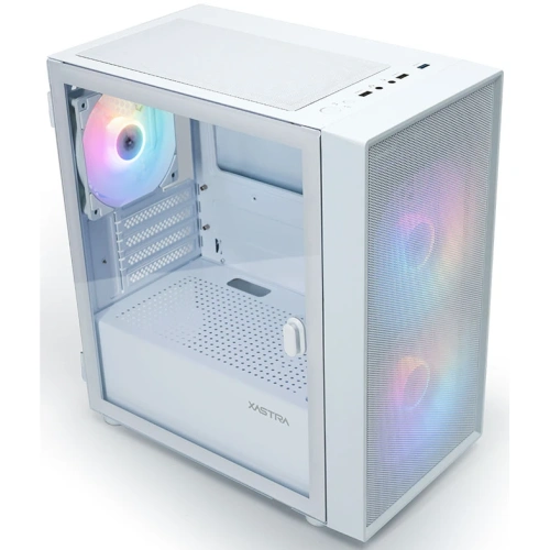Корпус XASTRA A305M 3FRGB White (A305M-2FC14F-1FC12F-D-WH) mATX/Mesh/ tempered glass / 2x140mm + 1x120mm FRGB fans/ Door
