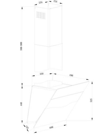 Вытяжка наклонная Hansa OKP6654IWSH белый/серебристый