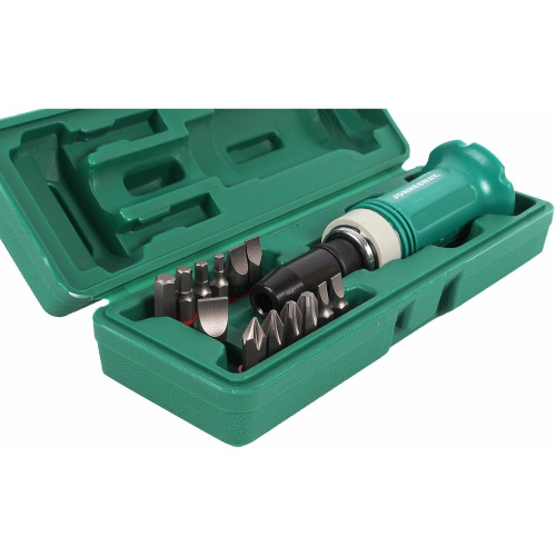 Отвертка ударная Jonnesway AG010138 (48302) с битами SL 5,6,8,10,12мм PH 1,2,3,4 Hex 4,5,6,8; 14 предметов