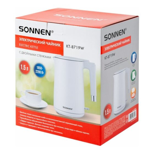 Электрочайник SONNEN KT-8719W белый