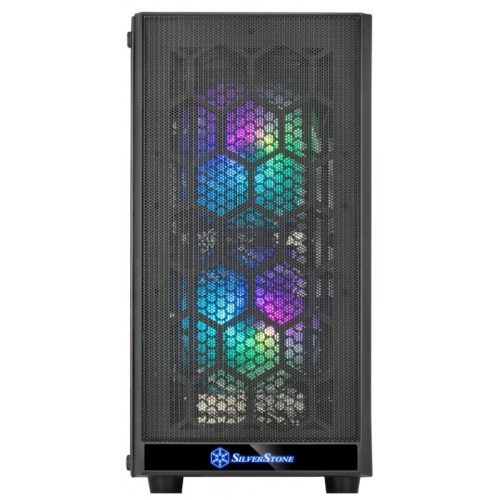Корпус Silverstone SST-PS15B-PRO Precision Mini Tower Micro ATX Computer Case, tempered glass, 2x 120mm ARGB, 1x ARGB Controller, black