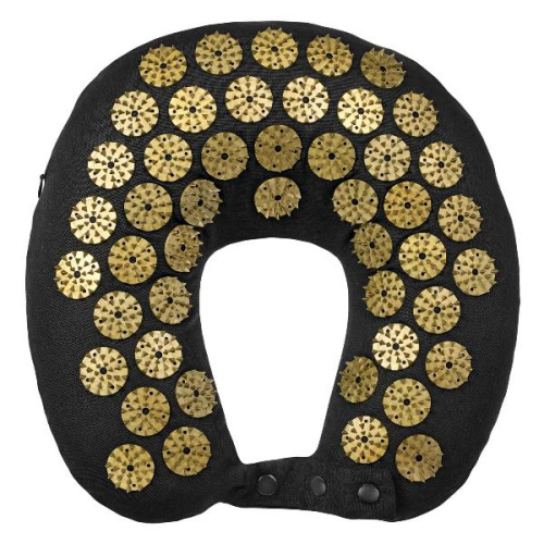 Подушка дорожная акупунктурная Bradex KZ 0740 Нирвана чёрная золотые шипы