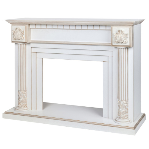 Портал каминный из МДФ RealFlame Imperia 33/26 белый дуб с золотой патиной