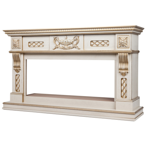 Портал каминный из МДФ линейный RealFlame Corsica 42, белый дуб с патиной