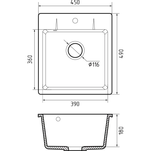 Кухонная мойка GRANFEST Urban 245 gray