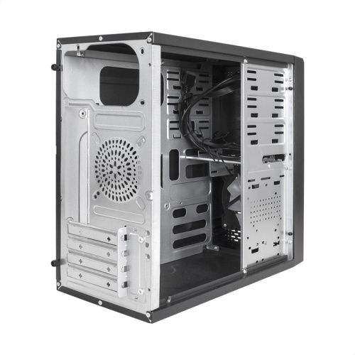 Корпус ExeGate mEVO-7807 EX292981RUS Minitower (mATX, без БП, 1*USB+1*USB3.0, черный 1x12см с RGB подсветкой)