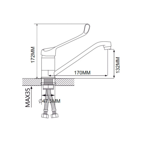 Смеситель для кухни Ekko E49054 хирургический с гайкой