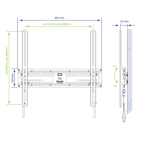 Кронштейн Kromax FLAT-4 черный 22"-65" макс.55кг наклон