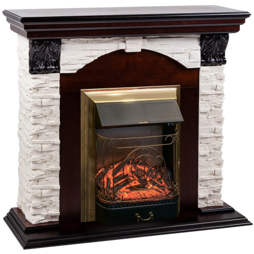 Электрокамин RealFlame Dublin Lux AO античный дуб с очагом Majestic Lux Brass