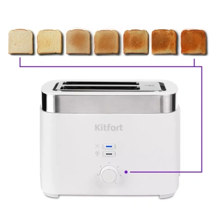 Тостер KitFort КТ-4025 белый/стальной