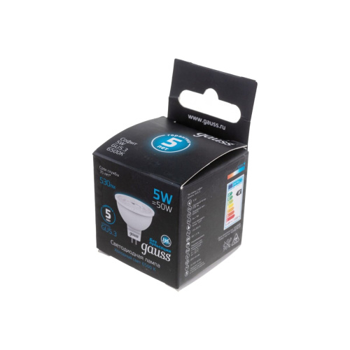 Лампа светодиодная Gauss 101505305 5Вт GU5.3 рефлек. 220B 6500K св.свечения белый холодный уп/10шт