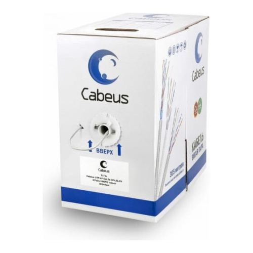 Кабель витая пара Cabeus UTP UTP-4P-Cat.5e-Solid-GY категория 5e 4 пары 0,51мм серый 305м