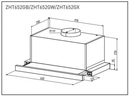 Вытяжка телескопическая ZUGEL ZHT652GB черный/черный