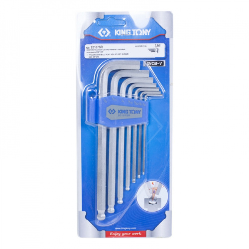 Набор Г-образных шестигранников KING TONY 20107SR 3/32'-3/8', с шаровым окончанием, 7 предметов