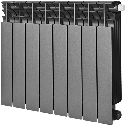 Биметаллический радиатор отопления Stout Titan Ventil 500 8 секций графит RAL 7024