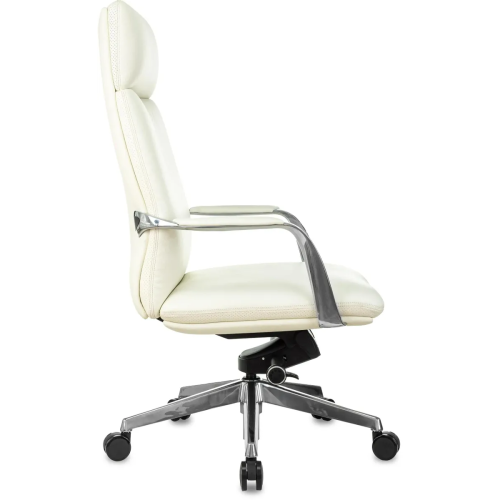 Кресло руководителя Бюрократ Vega белый кожа крестов. алюминий