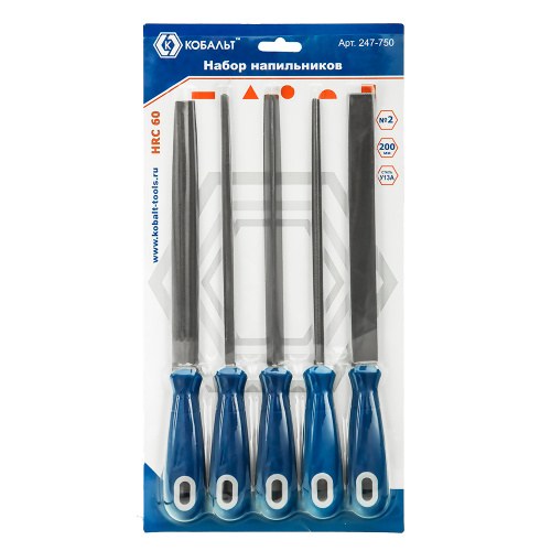 Набор напильников КОБАЛЬТ 2 247-750 двухкомпонентная рукоятка 5 шт